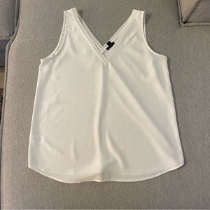 Ann Taylor Factory White V-Neck Sleeveless Blouse